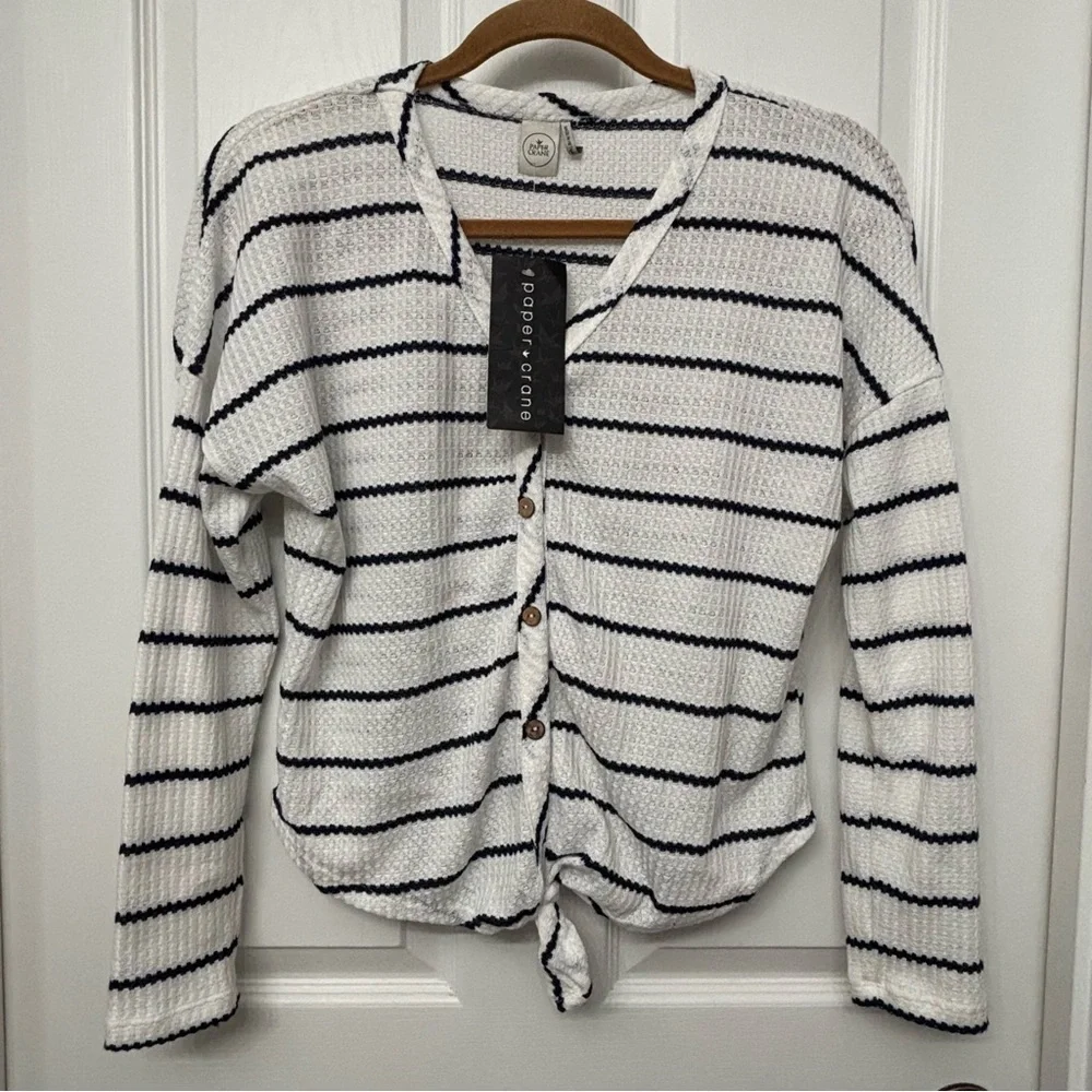 Striped Twist-Front Cardigan | Paper Crane S - Picture 9 of 9
